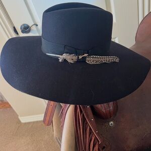 Stetson Black Hat with Feather Detail